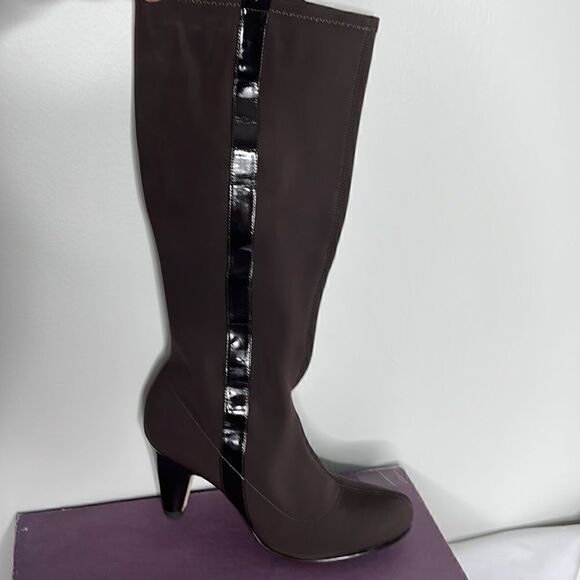 Taryn Rose Brown Size 9  Stretch Leather Tall Boot - Picture 1 of 6